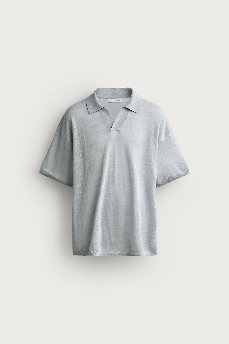 100% LINEN RELAXED FIT POLO SHIRT