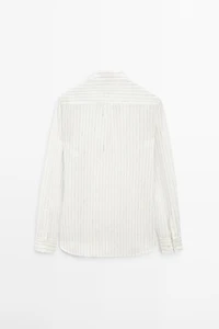 100% linen regular fit striped shirt