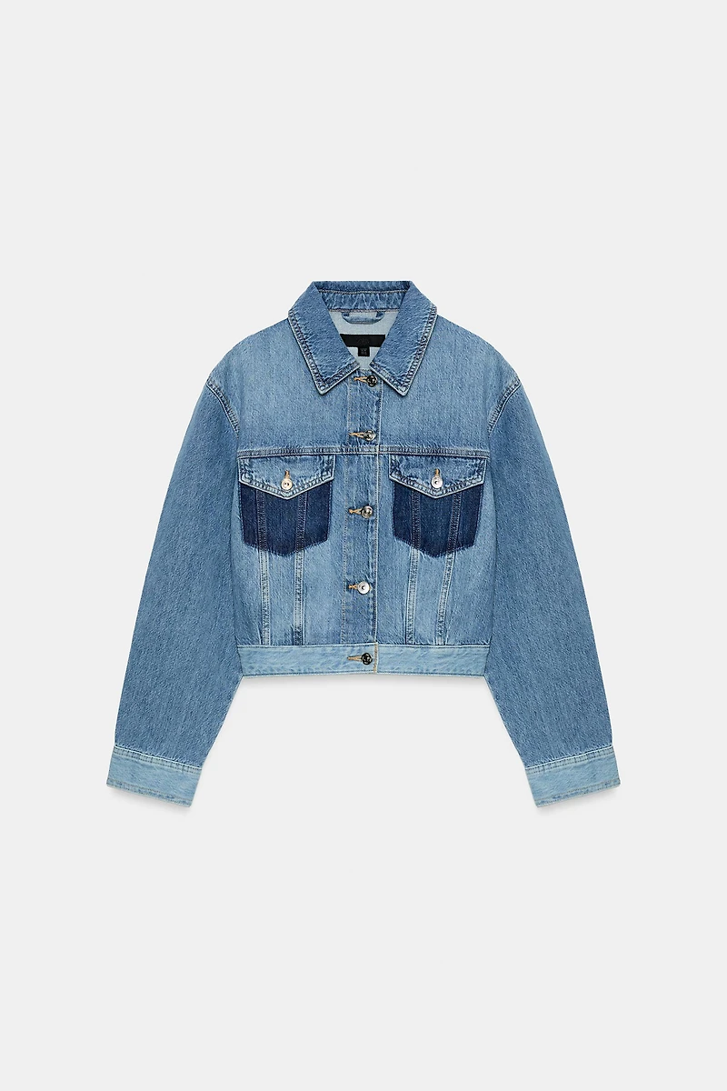 Z1975 CONTRASTING SHORT DENIM JACKET