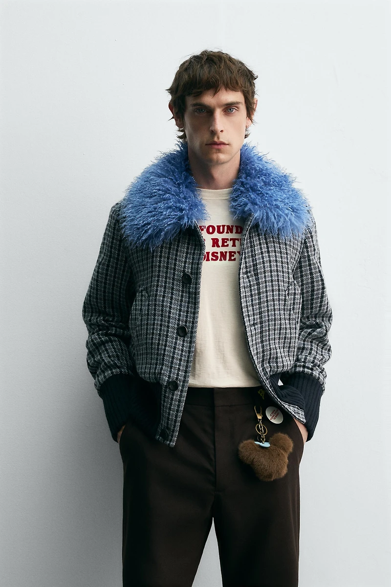 CONTRAST CHECK BOMBER JACKET HARRY LAMBERT FOR ZARA X DISNEY