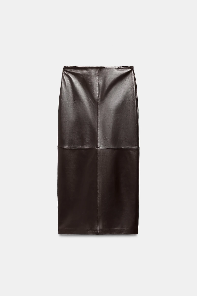 ZW COLLECTION 100% LEATHER MIDI SKIRT