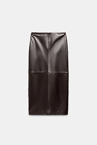 ZW COLLECTION 100% LEATHER MIDI SKIRT