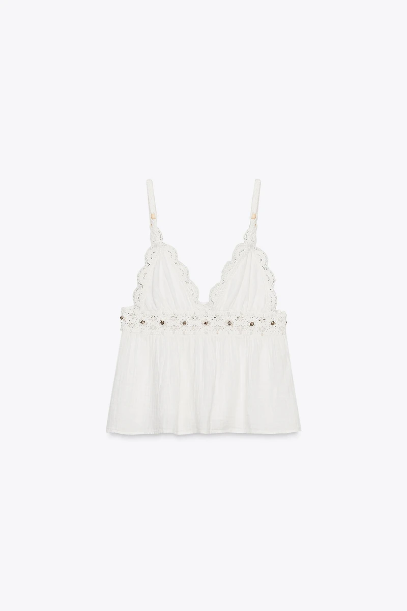 CROCHET & BEADED MIXED TOP