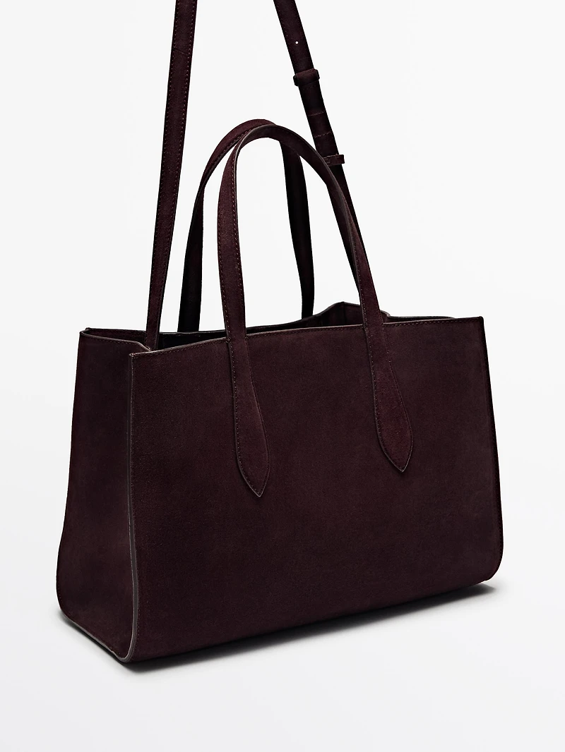 Half icon split suede bag