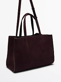 Half icon split suede bag