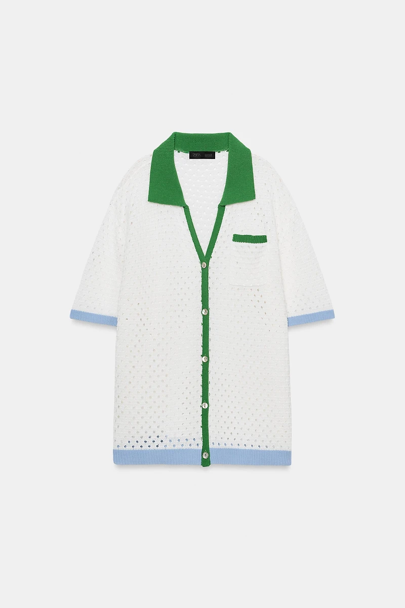 OPEN-KNIT POLO SHIRT