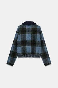 GILET EN MAILLE À CARREAUX