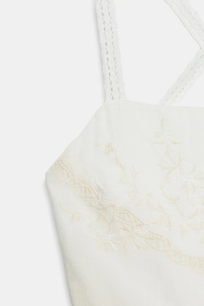 EMBROIDERED CHIFFON MINI DRESS