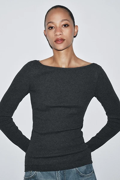 RIBBED BOATNECK T-SHIRT