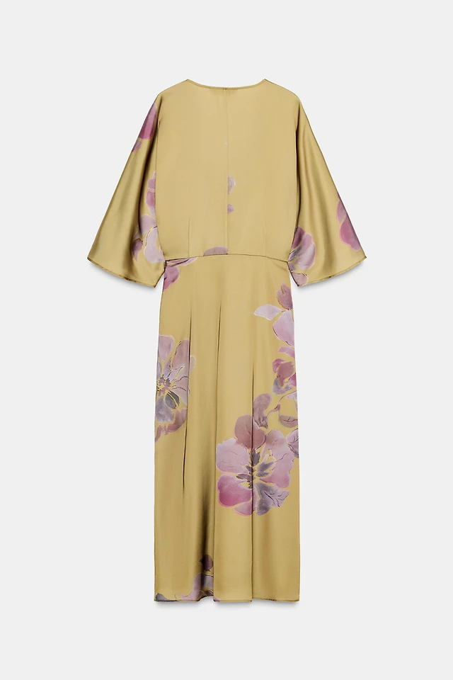 Zara SATIN PRINTED MIDI DRESS | Place Rosemre