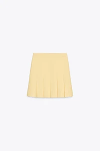 BOX PLEAT KNIT MINI SKIRT