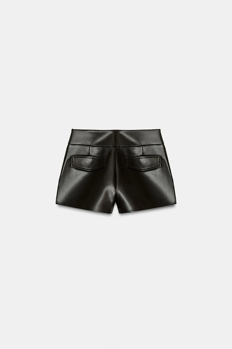 FAUX LEATHER MINI SHORTS