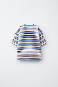 EMBROIDERED LOGO STRIPED T-SHIRT