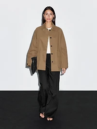 Cotton blend fitted-waist trench coat