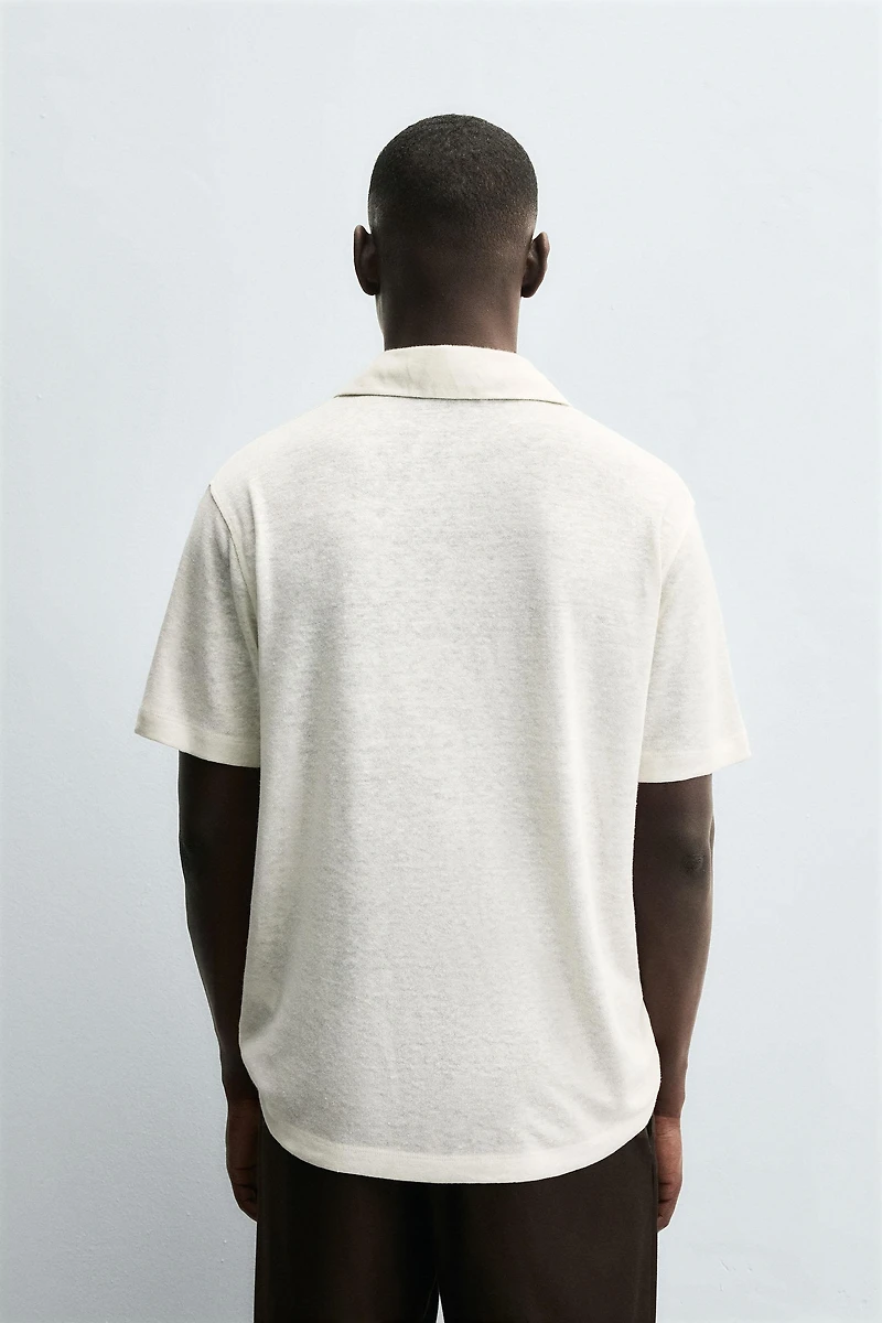 HEMP VISCOSE BLEND KNIT POLO SHIRT