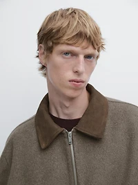 Jacket with double wool collar detail