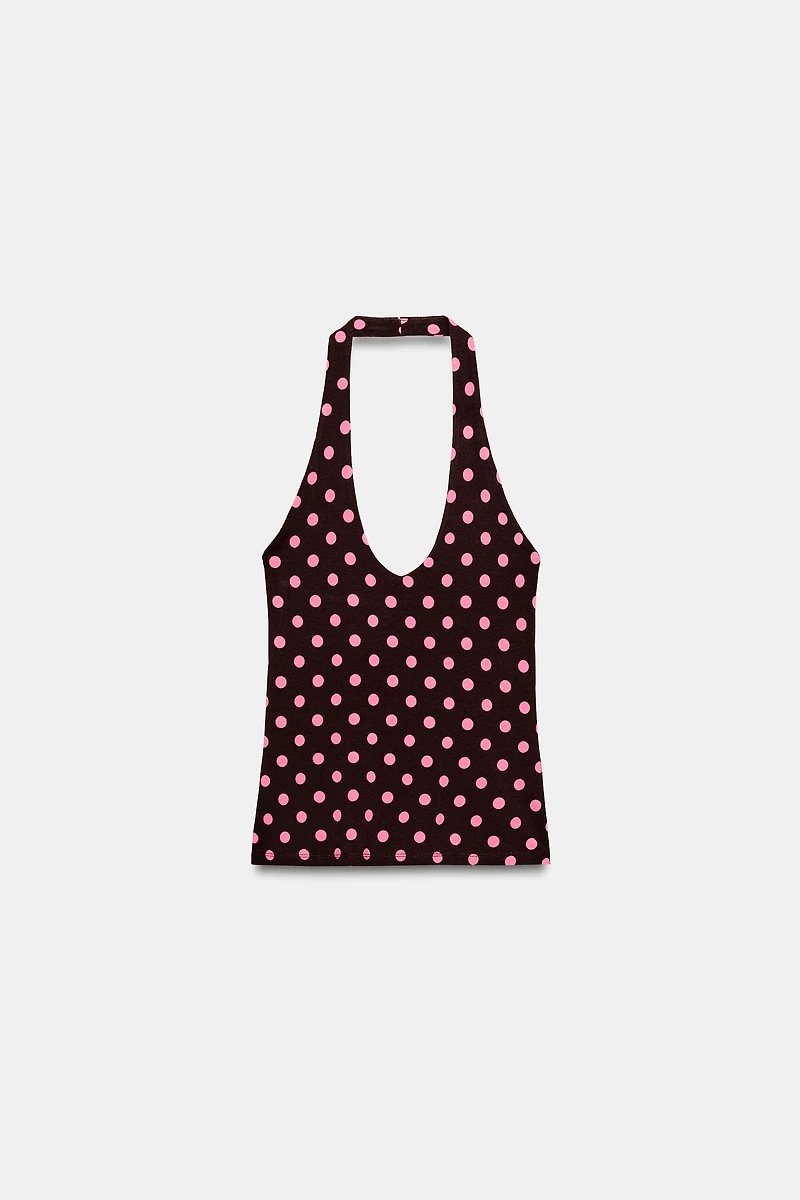TOP HALTER À POIS