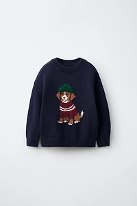 EMBROIDERED DOG KNIT JUMPER