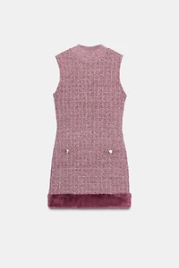 FAUX FUR TEXTURED DRESS