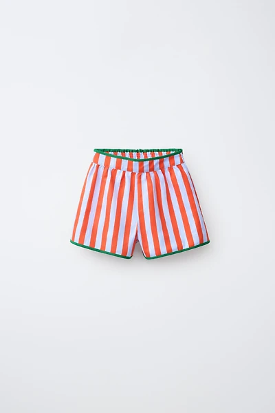STRIPED SHORTS WITH CONTRAST PIPING