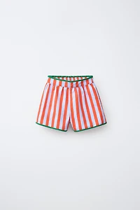 STRIPED SHORTS WITH CONTRAST PIPING