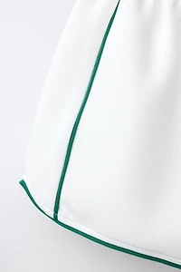 RIBBED SHORTS WITH CONTRAST PIPING