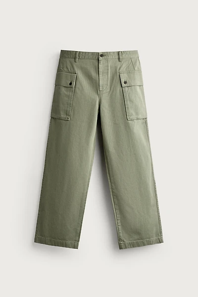 HERRINGBONE CARGO TROUSERS