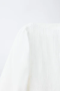 EMBROIDERED PLEATED TOP