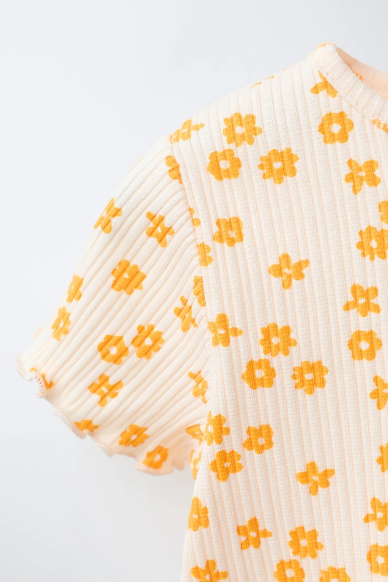 RIB FLORAL T-SHIRT