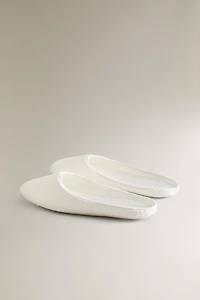 PLEATED SLIPPERS WITH LEATHER SOLE