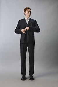 100% WOOL PINSTRIPE SUIT PANTS
