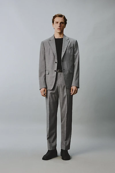 PLAID WOOL BLEND SUIT PANTS