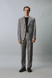 PLAID WOOL BLEND SUIT PANTS
