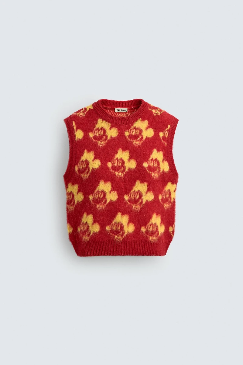 GILET EN MAILLE BROSSÉE MICKEY HARRY LAMBERT FOR ZARA X DISNEY