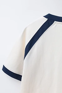 FLOCKED TEXT RAGLAN SLEEVE T-SHIRT