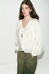 RUFFLED RUCHE BLOUSE
