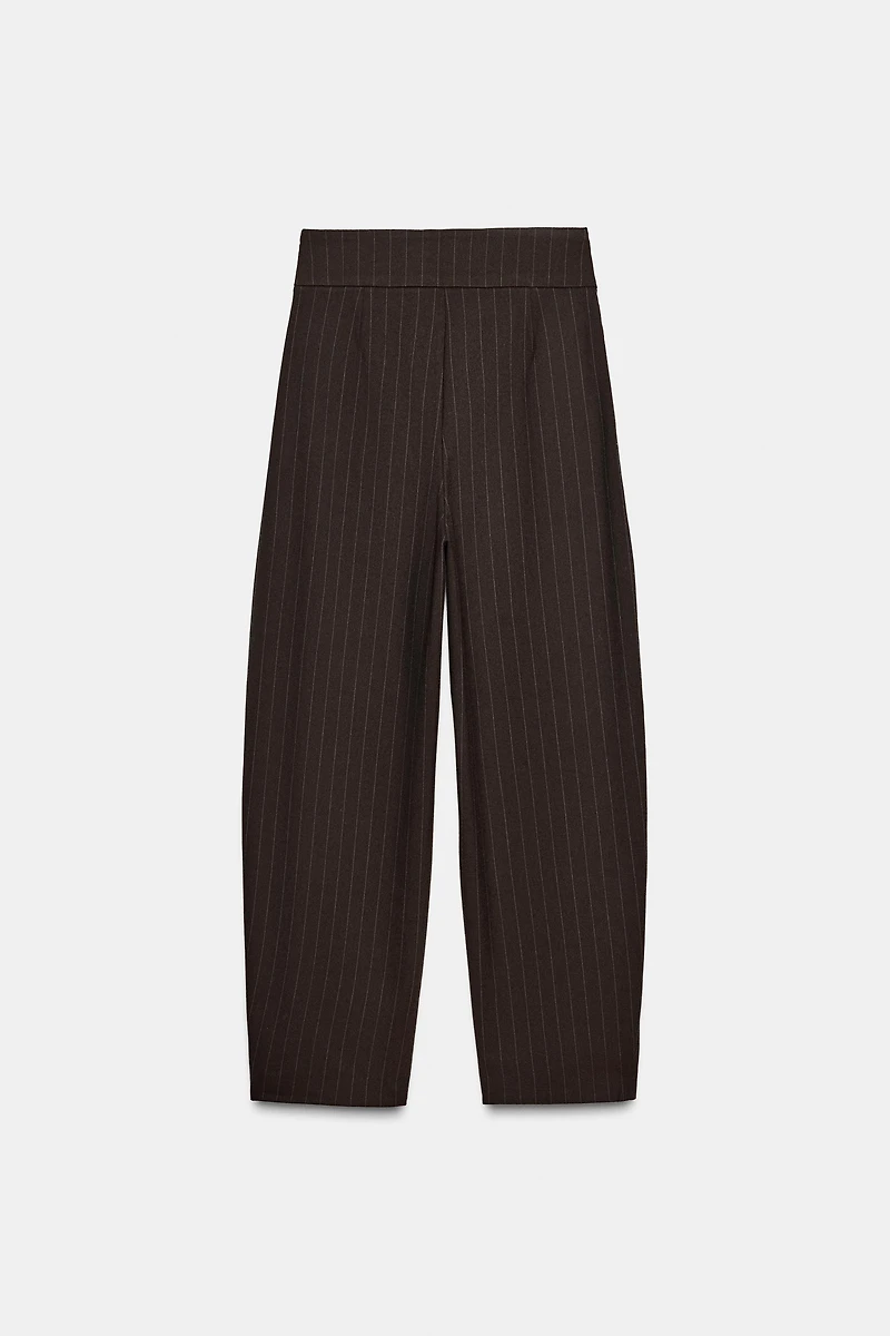 BALLOON STRIPED PLEATED PANTS