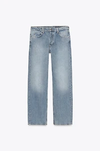 ZW COLLECTION MID-RISE STRAIGHT LEG STRIPE JEANS