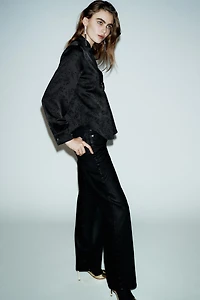 JACQUARD FLORAL SHIRT WITH BROOCH