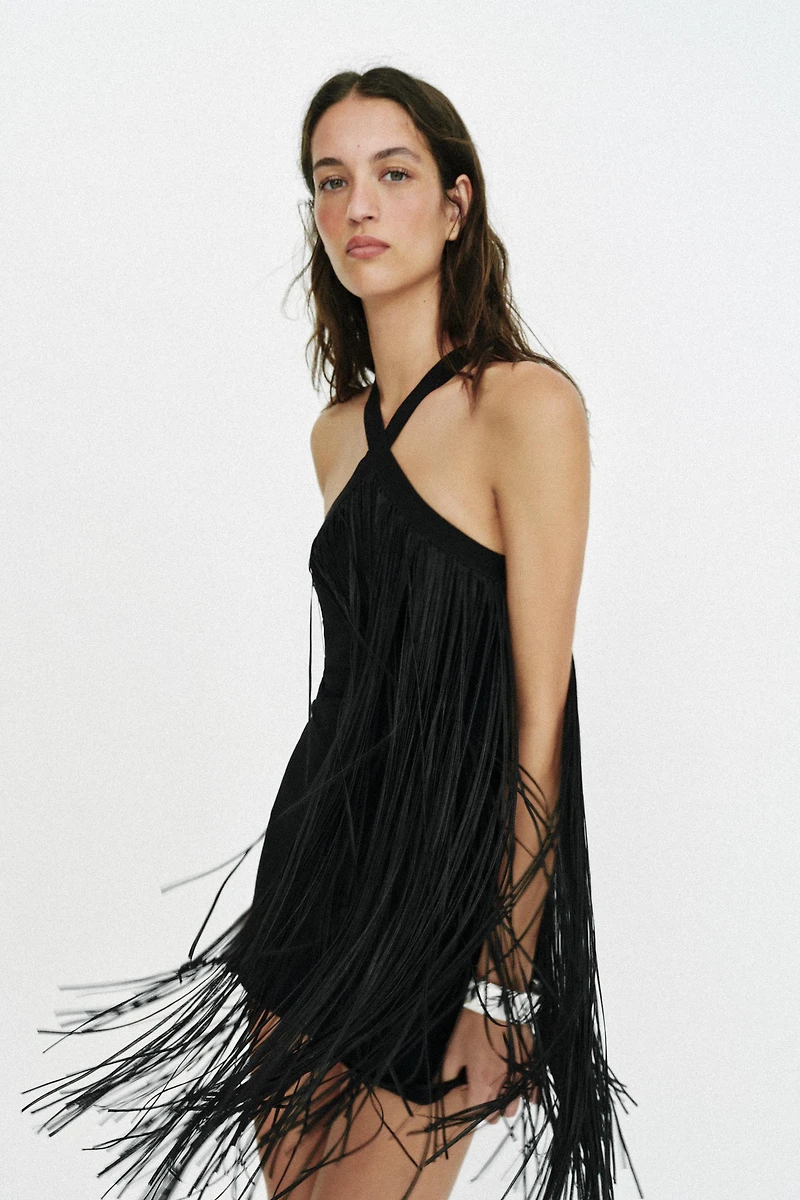 FRINGED SHORT DRESS
