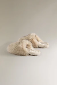 FAUX FUR MULE CLOG SLIPPERS
