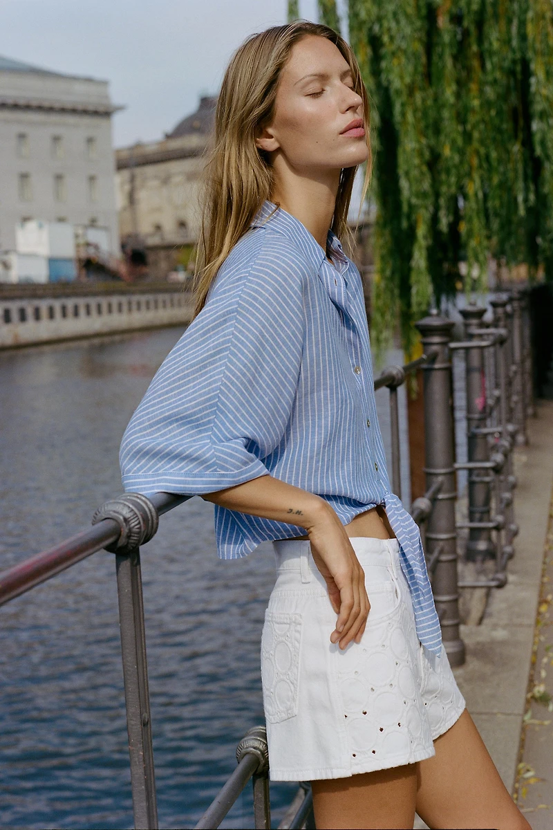 KNOTTED LINEN SHIRT