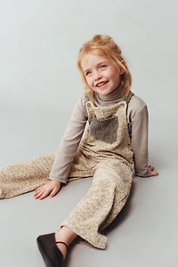 SALOPETTE LONGUE EN VELOURS CÔTELÉ À FLEURS