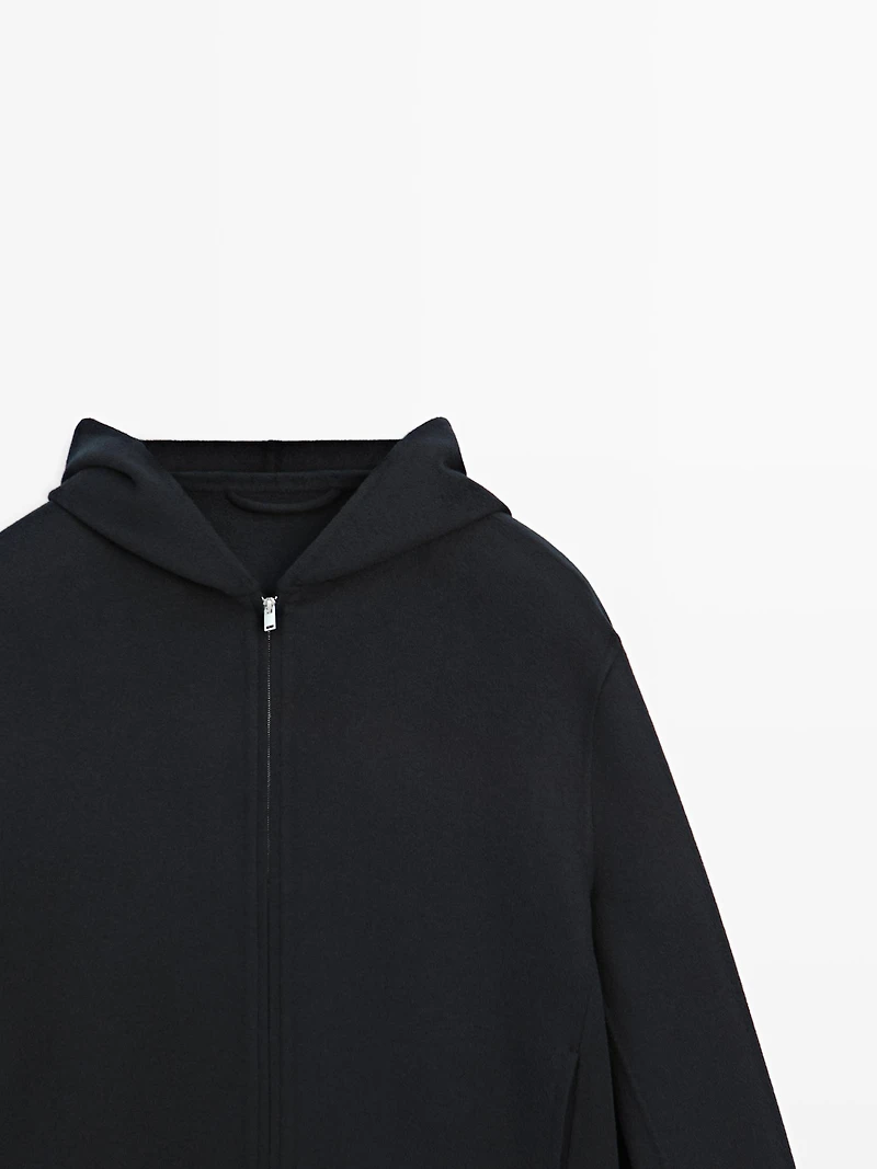 Veste à capuche en laine mélangée