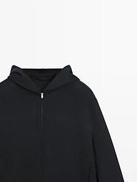 Veste à capuche en laine mélangée