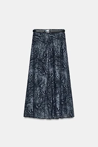 PRINTED MIDI SKIRT WITH BELT