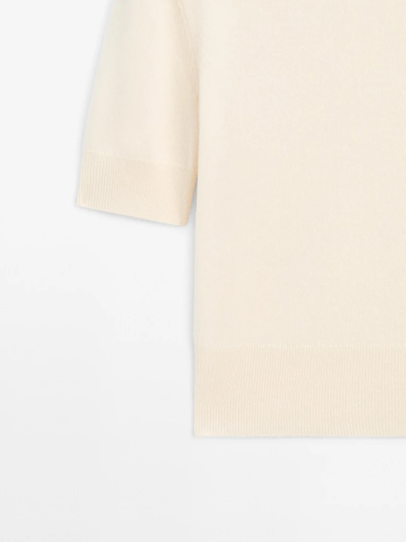 Pull à manches courtes en maille de laine mélangée