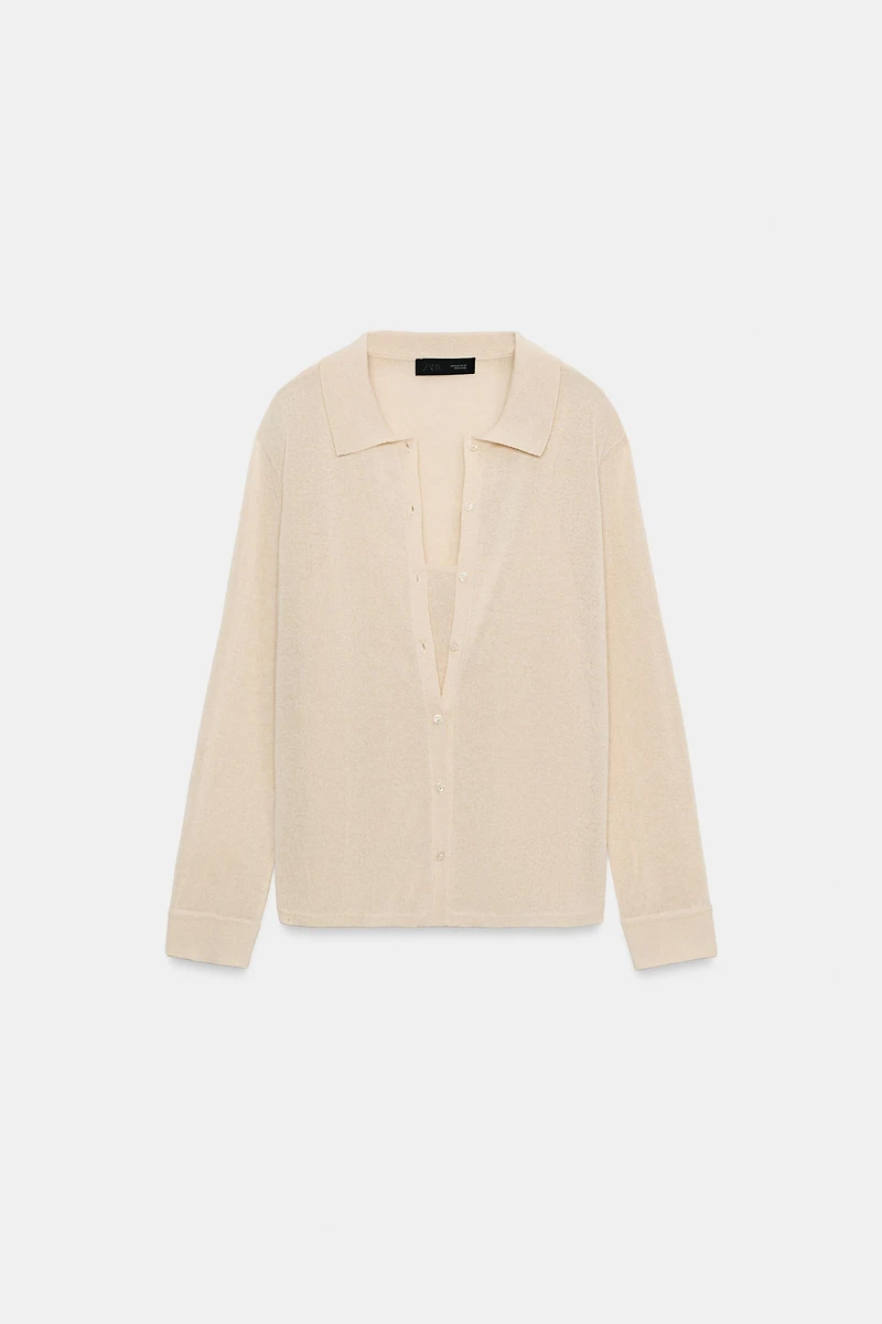KNIT POLO JACKET WITH INTERIOR TOP