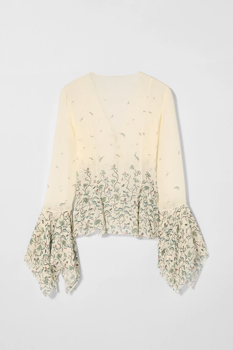 SILK PRINTED BLOUSE KATE MOSS X ZARA
