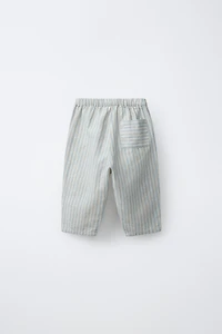 STRIPED COTTON AND LINEN PANTS
